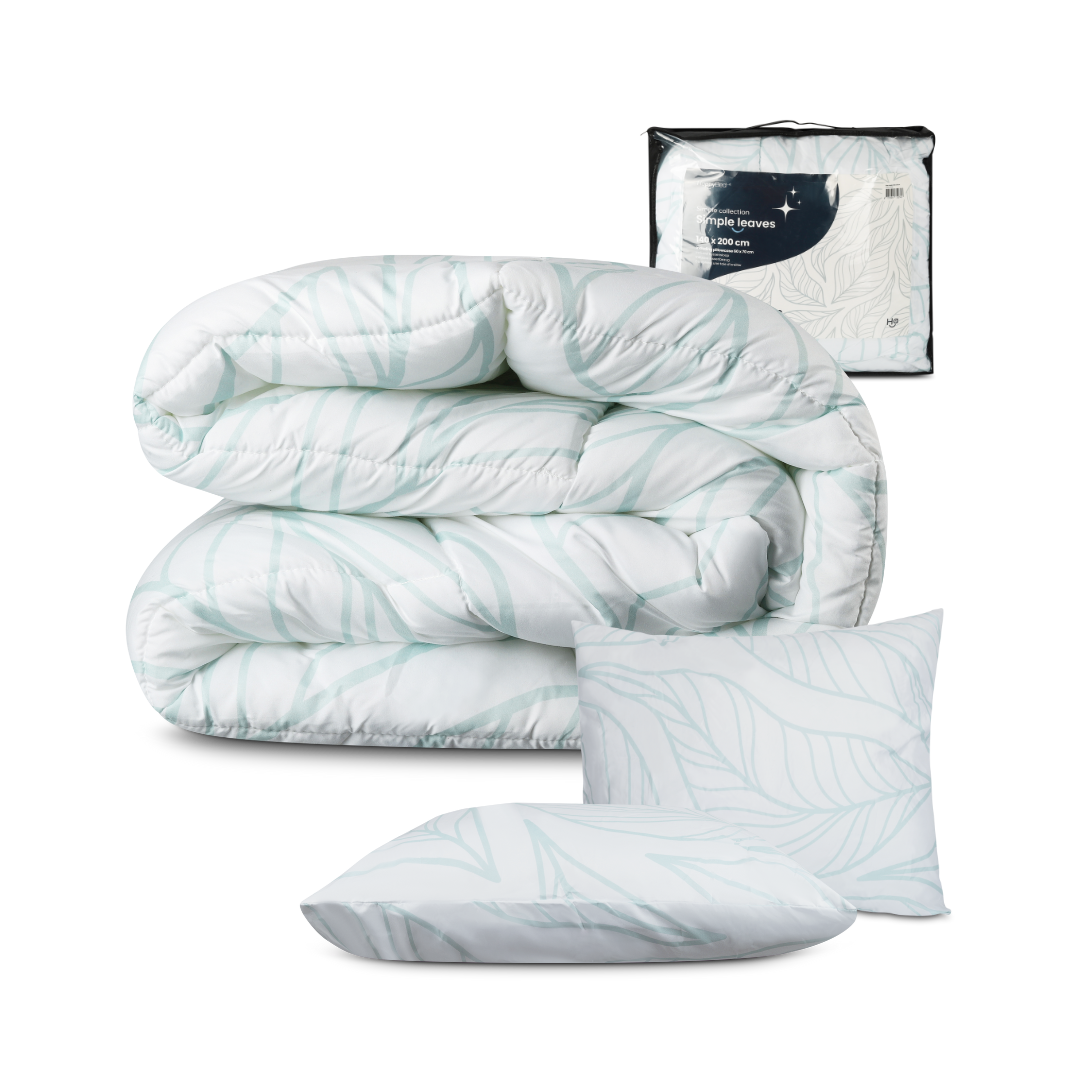 HappyBed einfache blätter - Bettdecke für das ganze Jahr - Inklusive Kissenbezüge