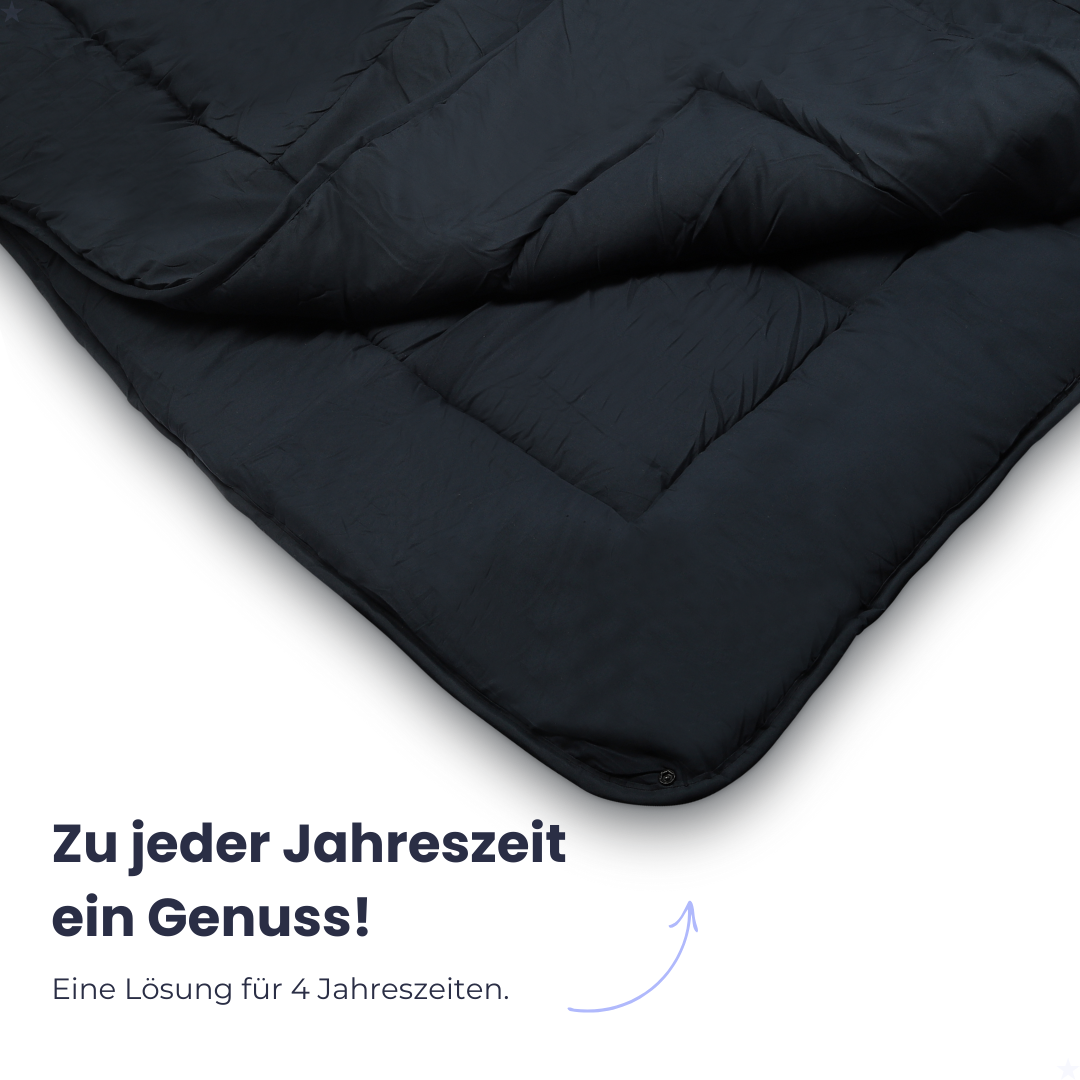 HappyBed dunkelblau - Verstellbare Bettdecke für alle Jahreszeiten