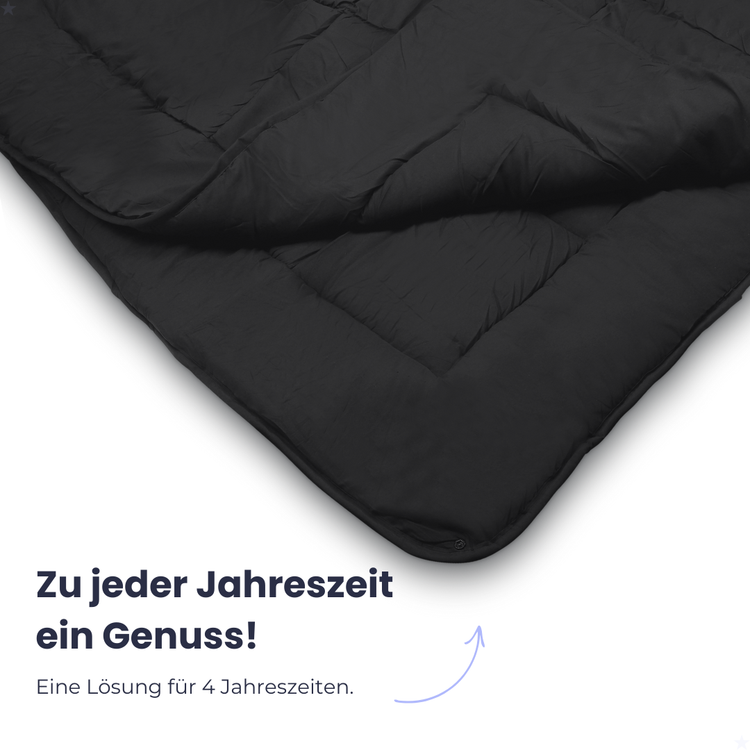 HappyBed schwarz - Verstellbare Bettdecke für jede Jahreszeit