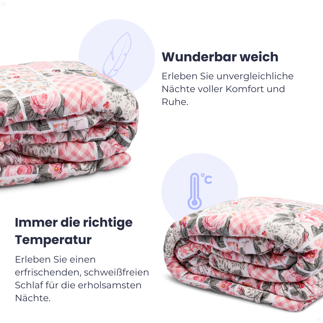 Bettdecke ohne Bezug | Patchwork V2 - Bedruckte Bettdecke - Wärmeklasse 2 | geeignet für das ganze Jahr - Waschbare Bettdecke